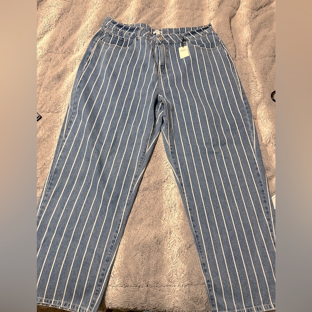 Denim striped pants